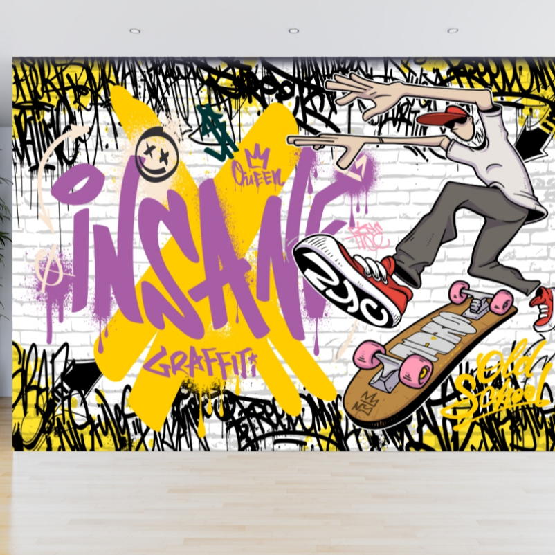 Papel de Parede Grafite Arte Urbana Graffiti Adesivo Gamer Bomb Pixação Tag Hip Hop Rap Break - #09