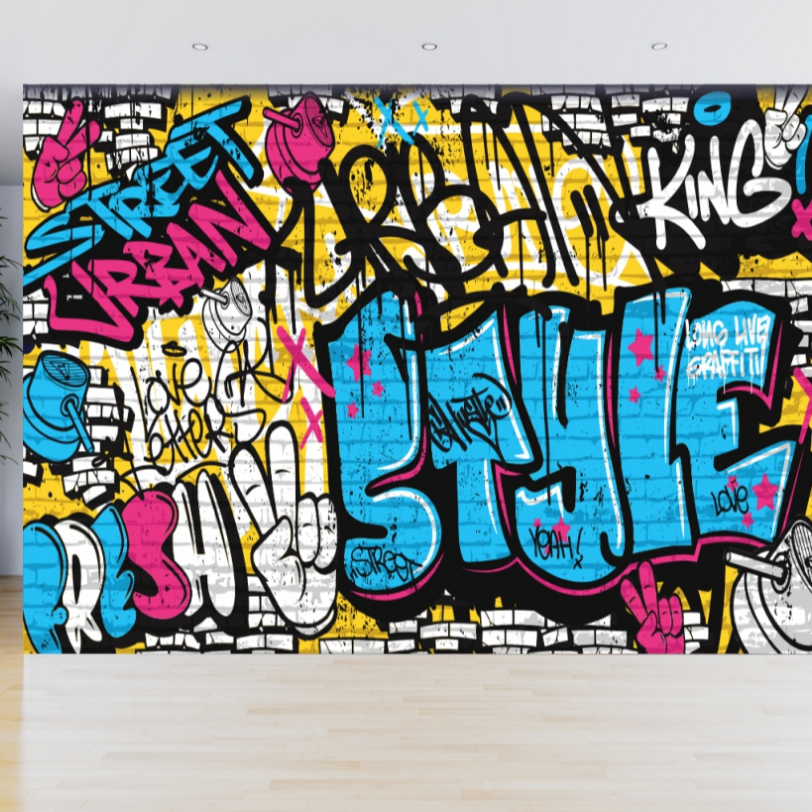 Papel de Parede Grafite Arte Urbana Graffiti Adesivo Gamer Bomb Pixação Tag Hip Hop Rap Break - #018