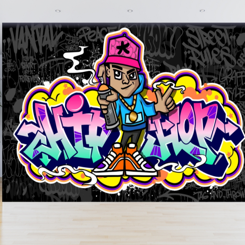 Papel de Parede Grafite Arte Urbana Graffiti Adesivo Gamer Bomb Pixação Tag Hip Hop Rap Break - #001