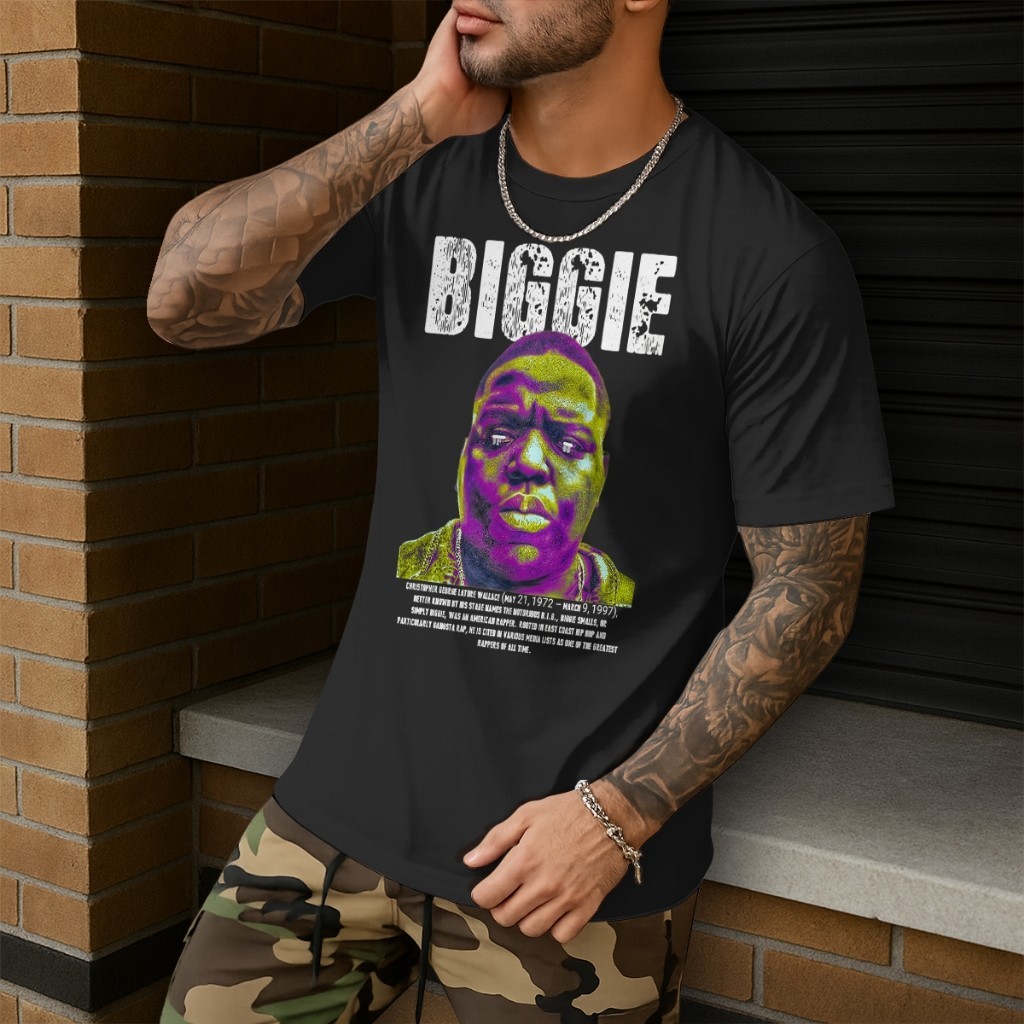 Camiseta The Notorious BIG Algodão Unissex Masculina e Feminina Estampa Rapper Famoso Casual Estilosa