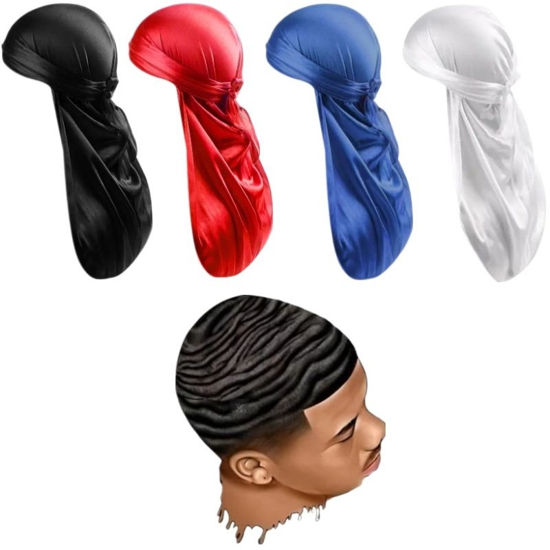 Bandana Durag Preta Touca 360waves Dureg Hiphop Rapper Beehive trap