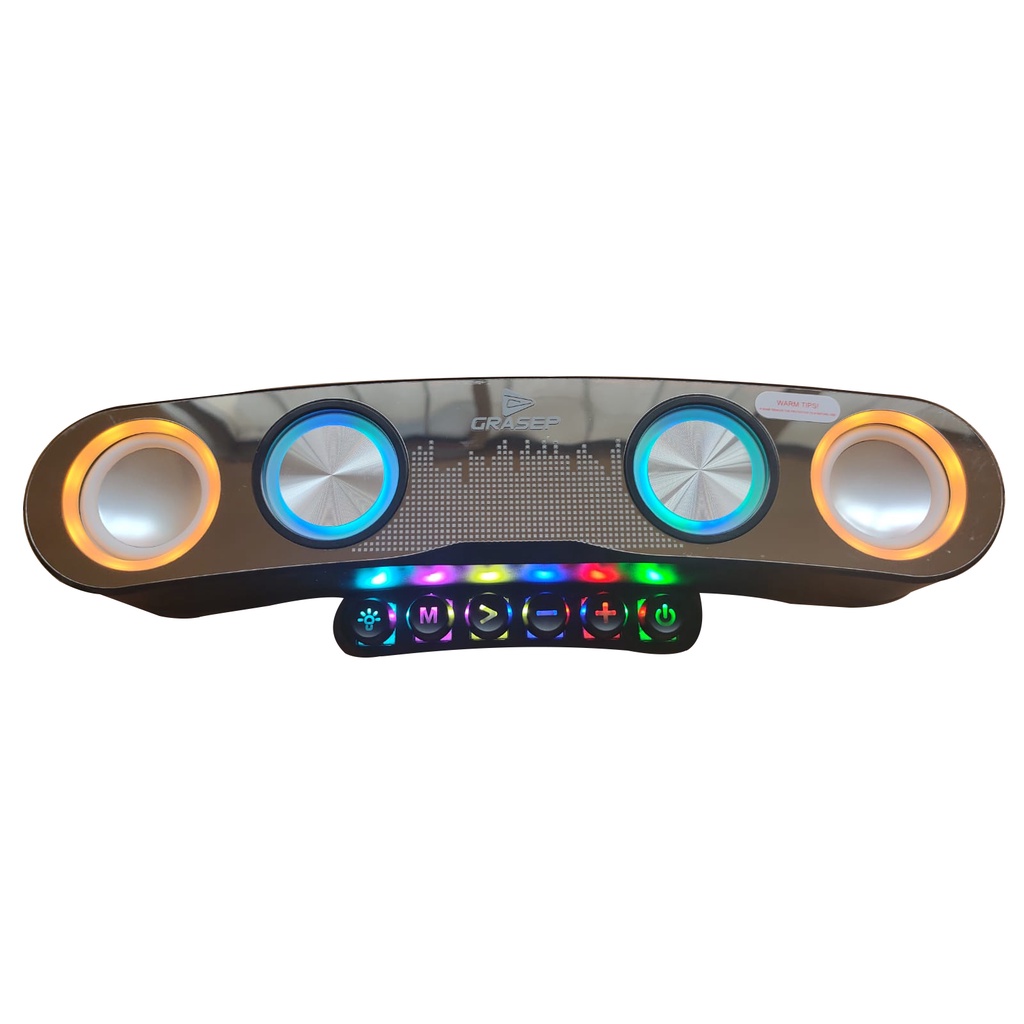 CAIXA DE SOM GAMER WIRELESS GRASEP MODELO D-G555 30W RMS C/ BLUETOOTH E RÁDIO -                   ENTRADA USB E MICRO SD