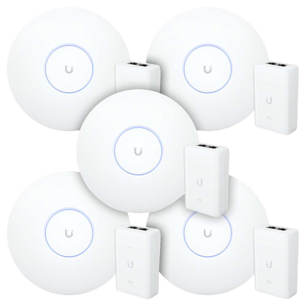 5 Roteadores Wi-Fi 6 Access Point 3.0 Gbps + 5 Injetores PoE+ | 5 U6+ Ubiquiti Com 5 Fontes 48V 30W