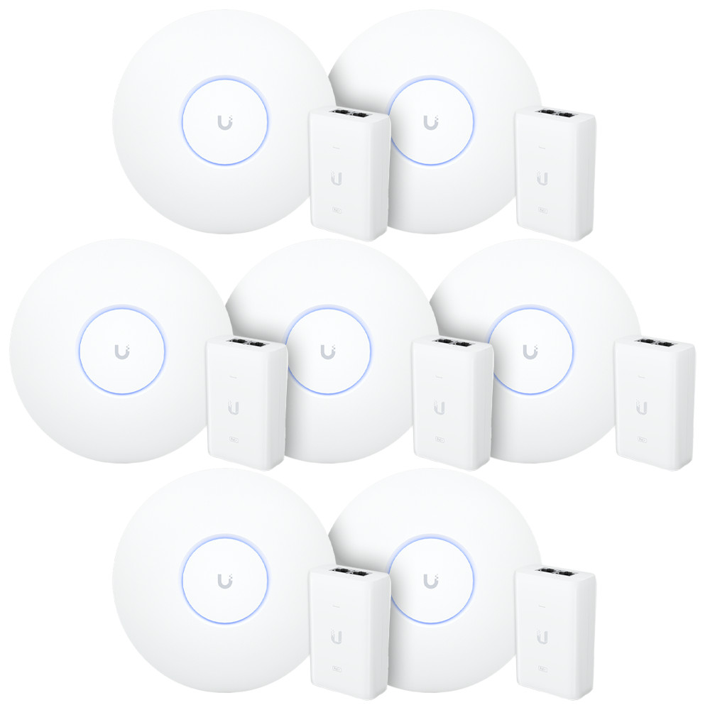 7 Roteadores Wi-Fi 6 Access Point 3.0 Gbps + 7 Injetores PoE+ | 7 U6+ Ubiquiti Com 7 Fontes 48V 30W
