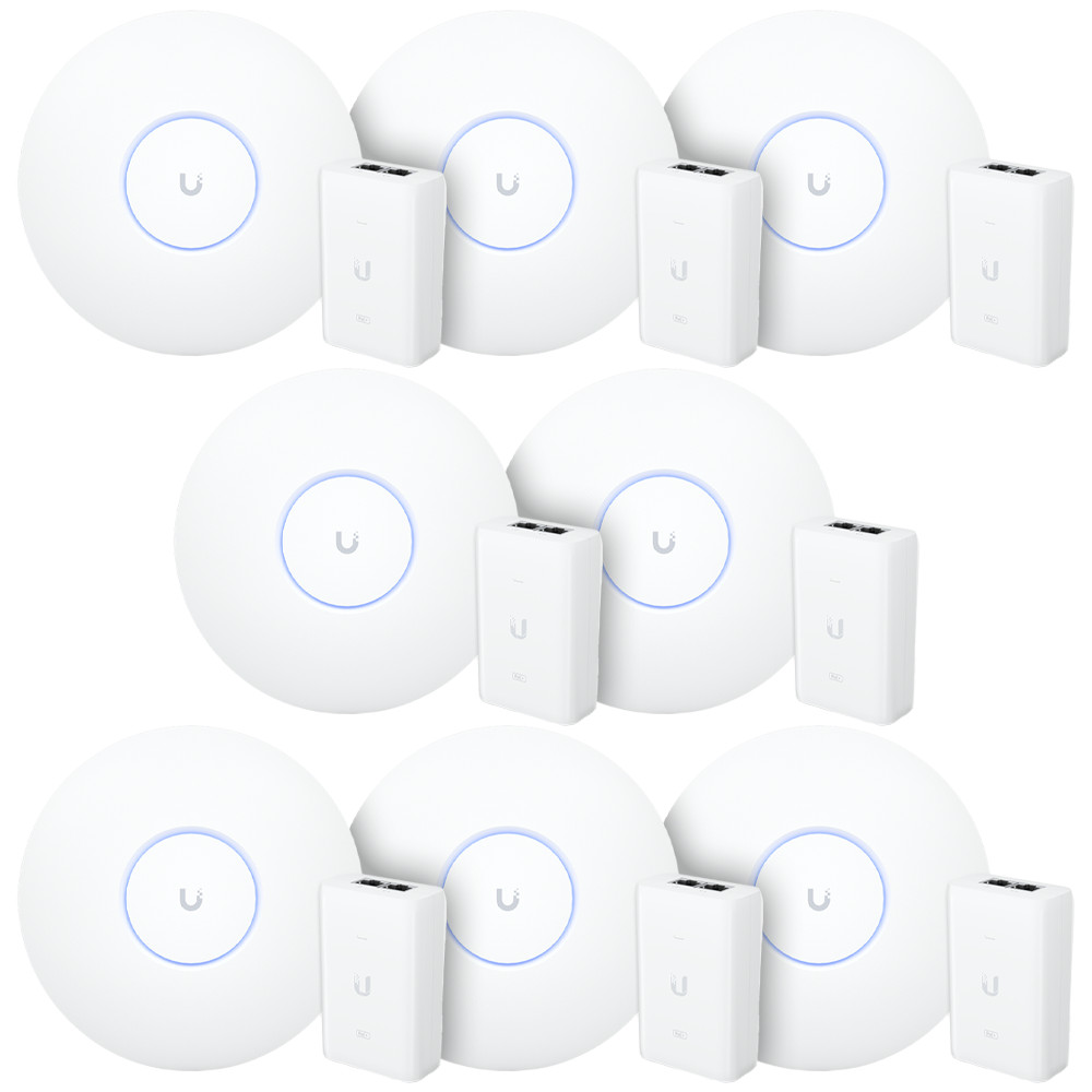 8 Roteadores Wi-Fi 6 Access Point 3.0 Gbps + 8 Injetores PoE+ | 8 U6+ Ubiquiti Com 8 Fontes 48V 30W
