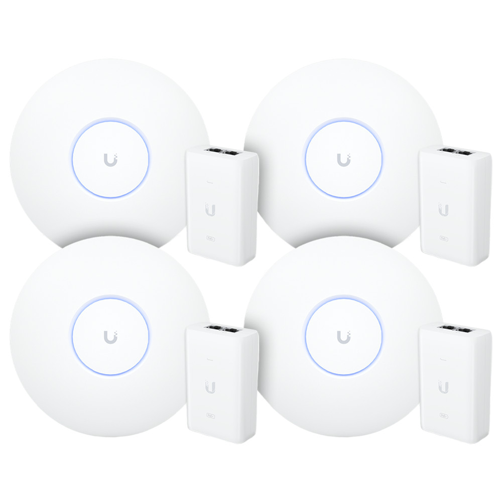 4 Roteadores Wi-fi 6 Access Point 3.0 Gbps + 4 Injetores Poe+ | 4 U6+ Ubiquiti Com 4 Fontes 48v 30w