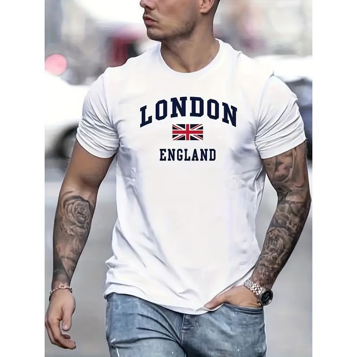 Camiseta masculina CASUAL LONDON, gola redonda manga curta malha premium 100% algodão - Envio 24 horas