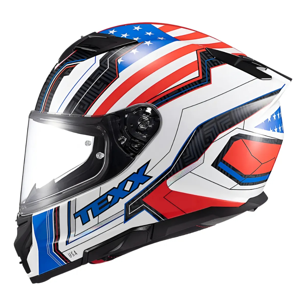 Capacete Texx Estados Unidos Kaiman Flag Paises Branco Vermelho