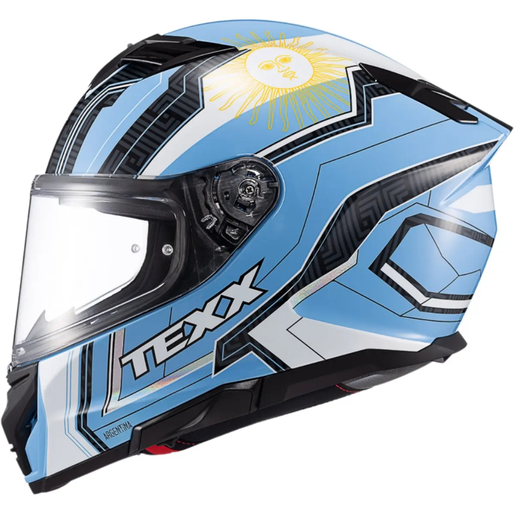 Capacete Texx Kaiman Paises Flag Argentina Branco e Azul