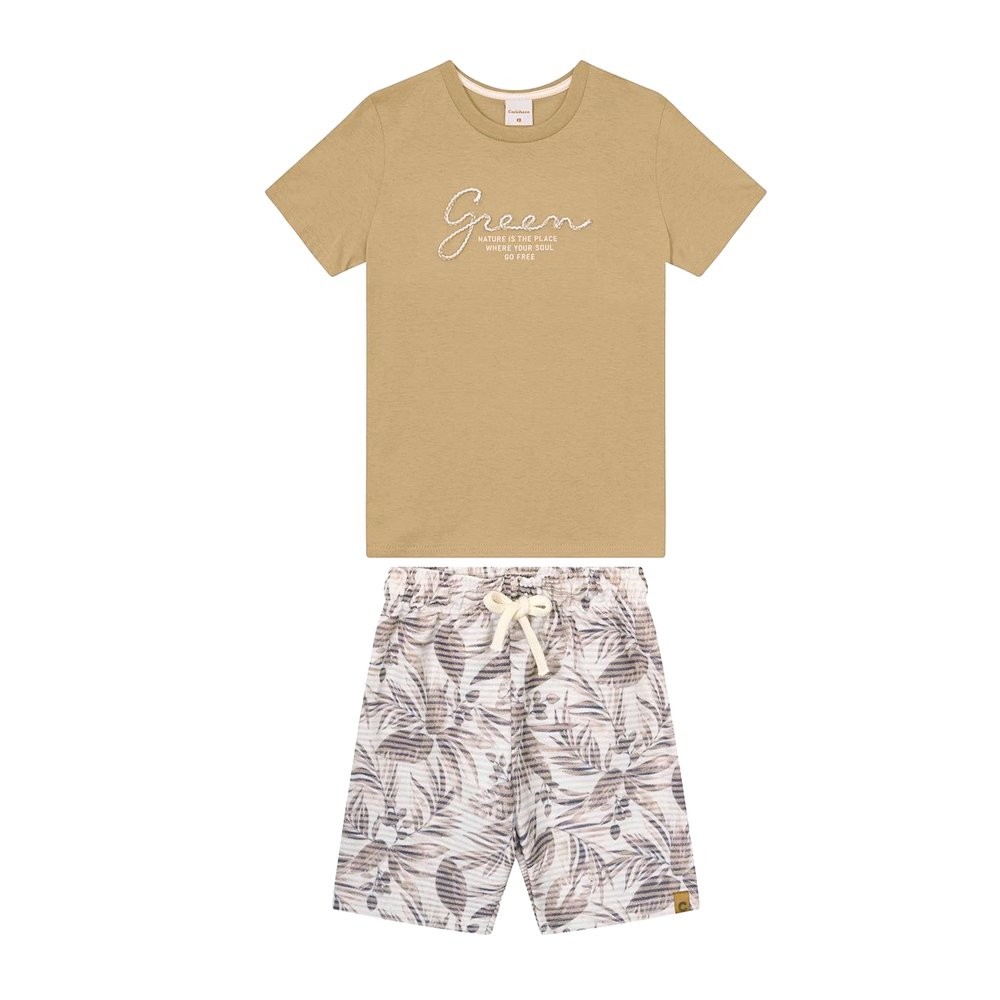 Conjunto Menino Camiseta Green e Bermuda Moletom - Carinhoso