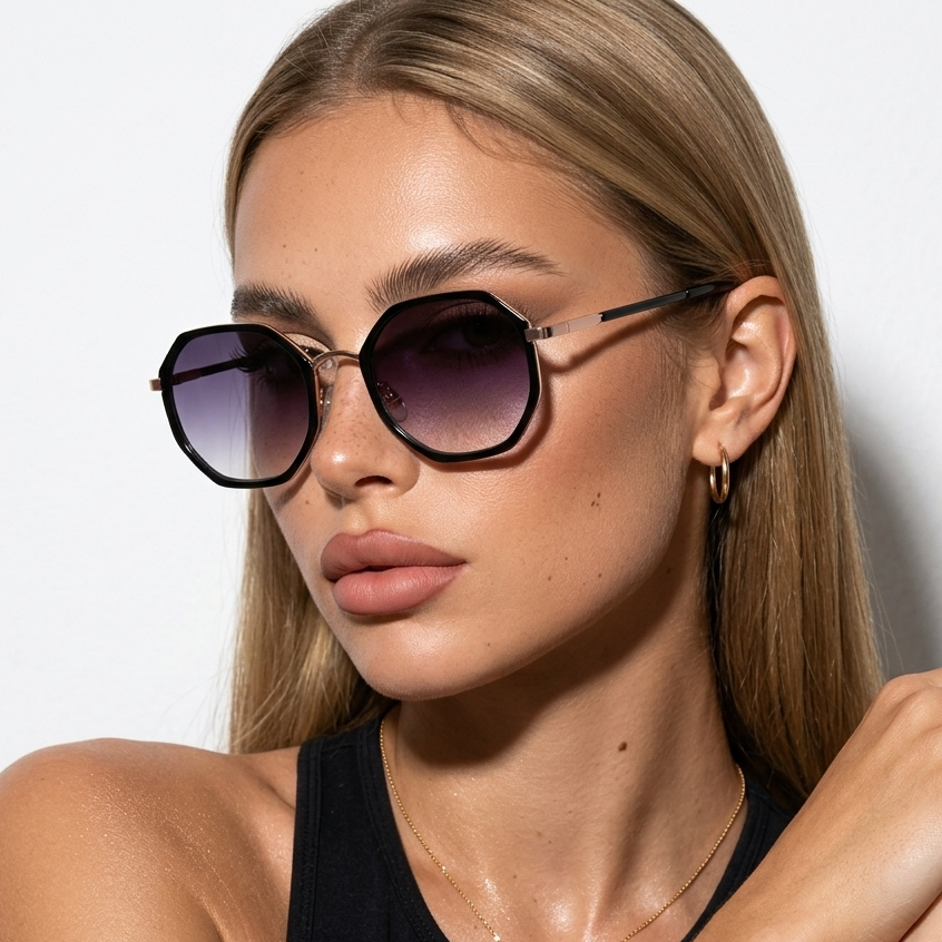 Óculos de Sol Tokyo Octagonal Premium Blogueira Clássico Vintage Moda Luxo Tendencia uv400 Feminino