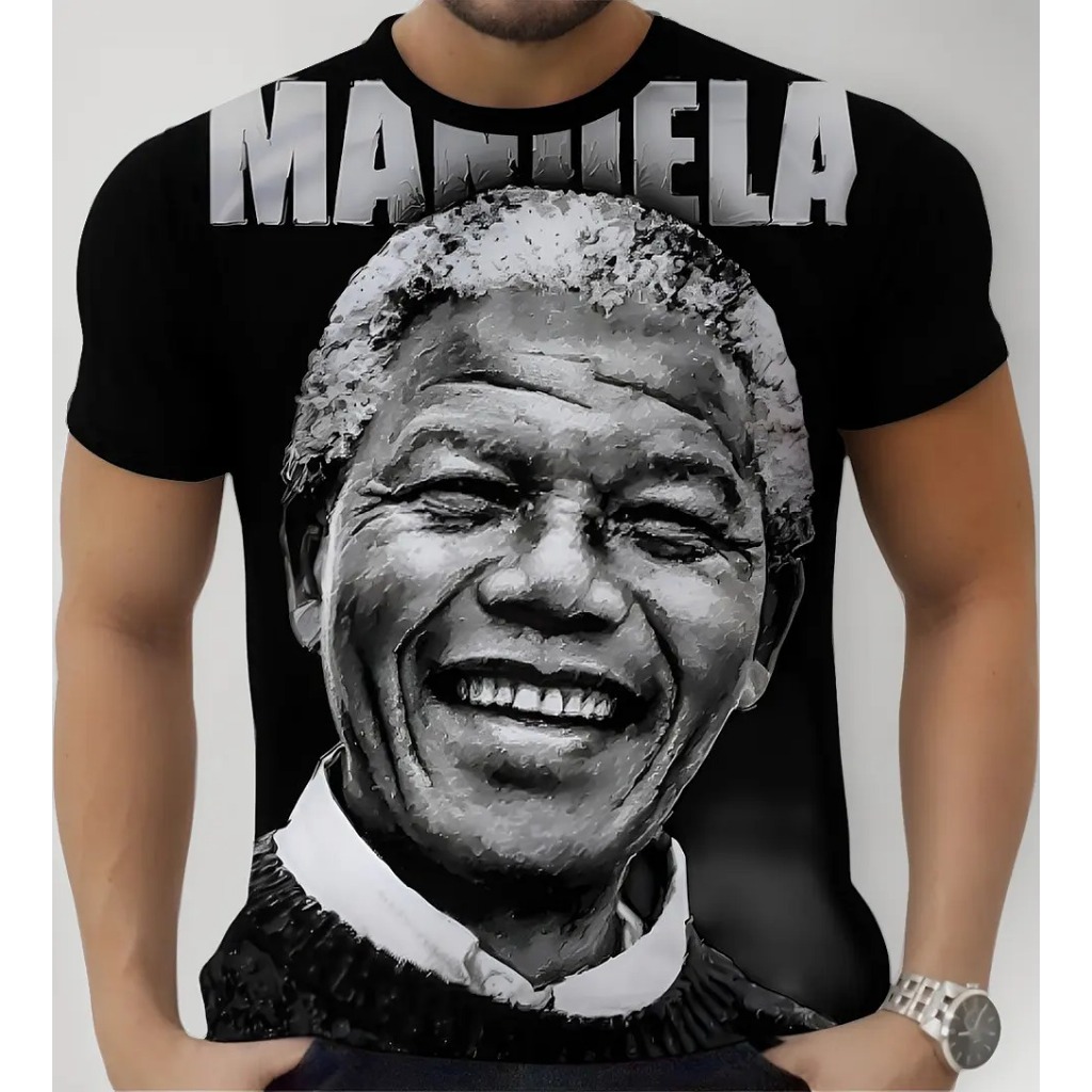 Camiseta Camisa Personalizada Estampa Nelson Mandela