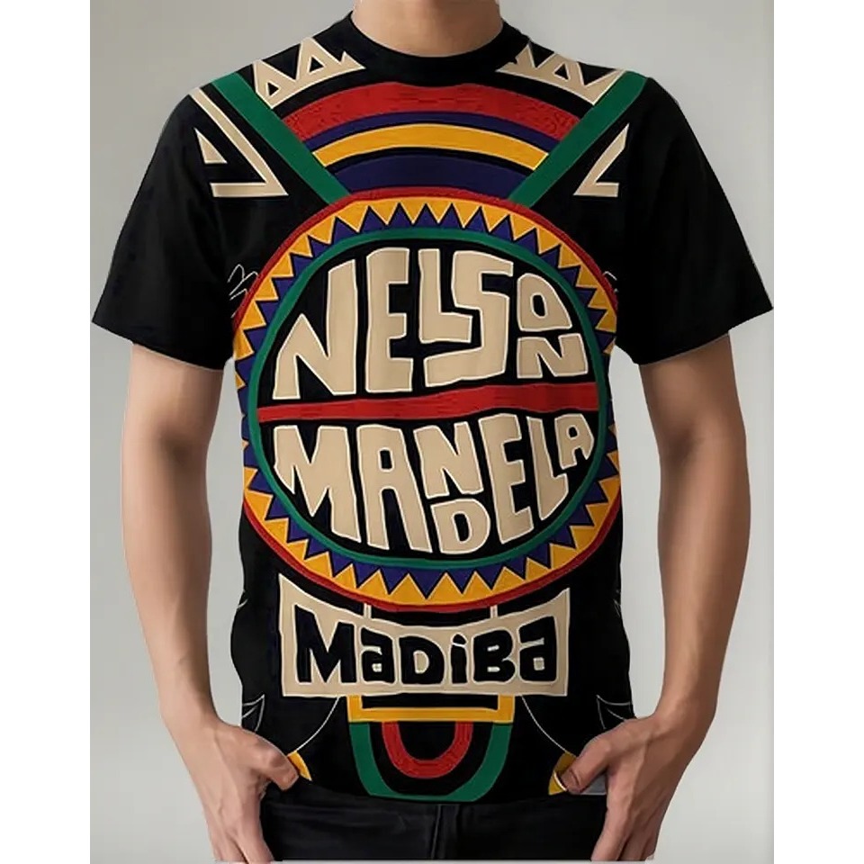Camiseta camisa Personalizada Cores Nelson Mandela Estilo Africano
