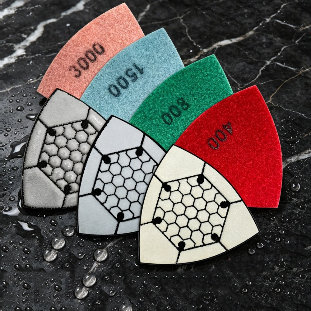 1Pcs 90mm Triangle Diamond Dry Polishing Pads for Marble Granite Concrete Terrazzo Oscillating Multi Tool Sanding Pads S