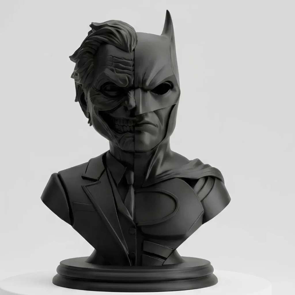 Busto Batman e Coringa 2 em 1 Estátua Colecionável Dark Knight vs Joker Miniatura Geek Nerd Presente DC Comics Decoração