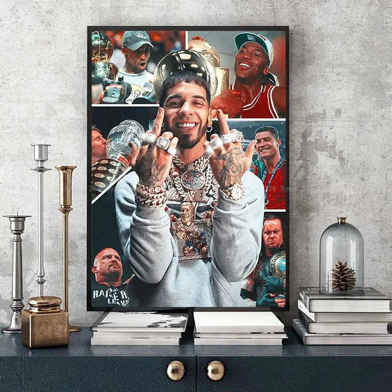 Pôster De Arte Hip hop rapper Anuel AA , Café , Casa , bar , Quarto , Decoração De Parede