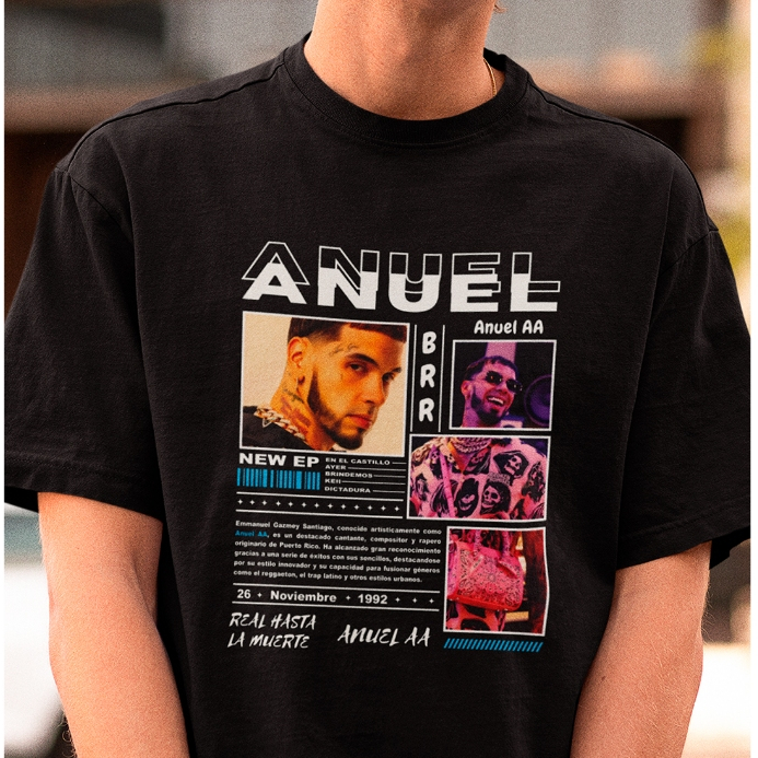 Camiseta Anuel 100% Algodão - Preta