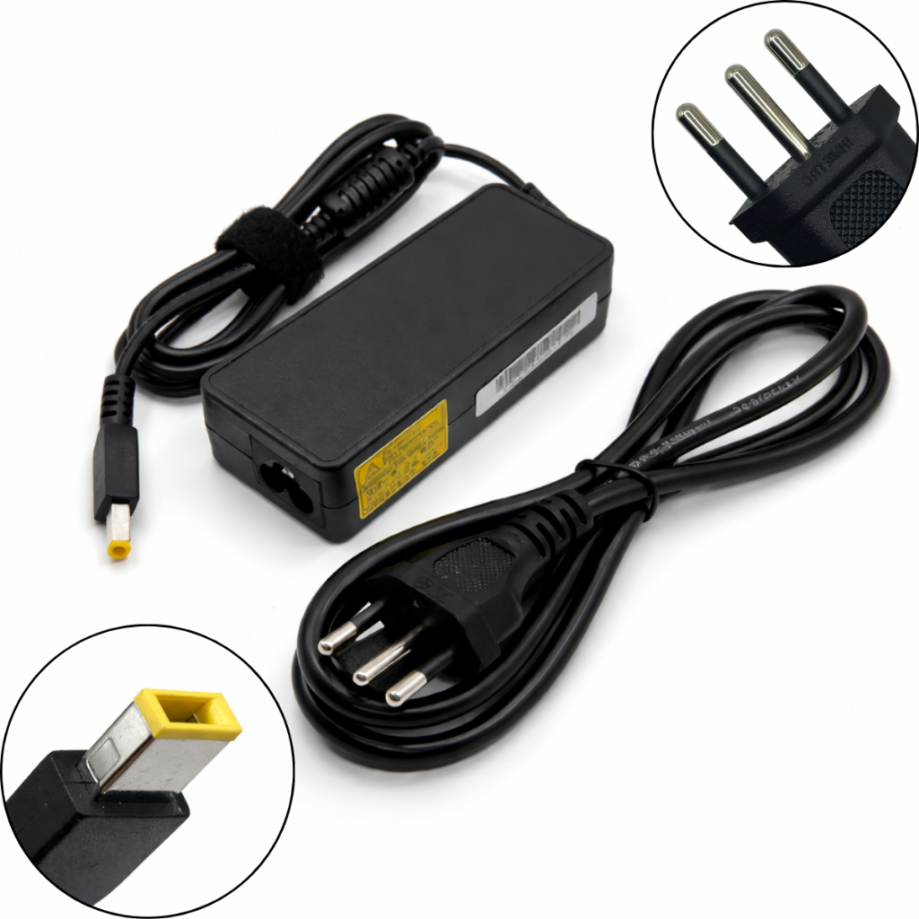 Fonte Carregador Para Notebook Lenovo 20v 3.25a 65w - Plug USB Retangular Slim Tip