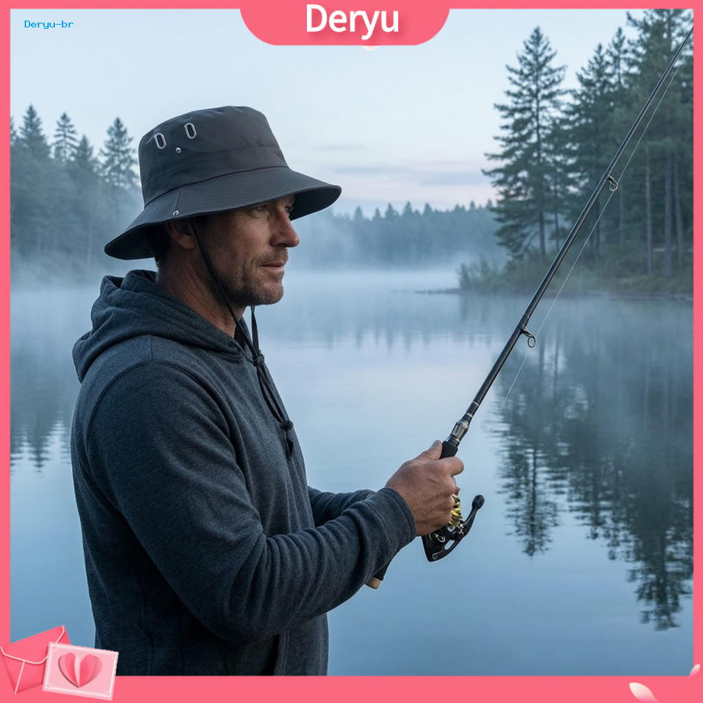 Quick Dry Fishing Cap Sun Protection Bucket Hat Extra Wide Brim for Men Women Breathable with Adjustable Wind Cord Venti