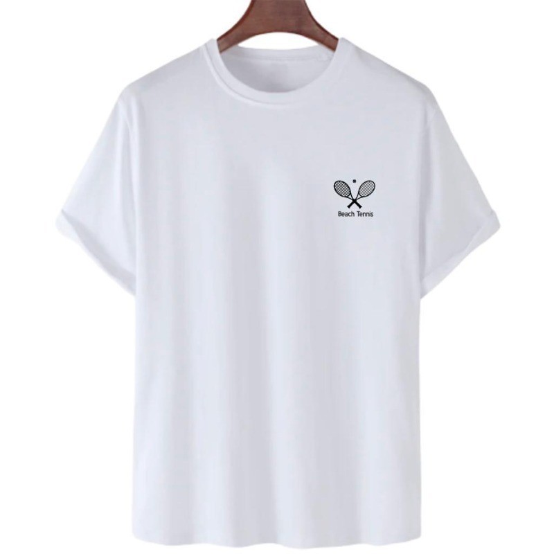 Camiseta Básica Camisa Masculina Feminina Slim T-SHIRT Algodão Preto Branco Beach Tennis