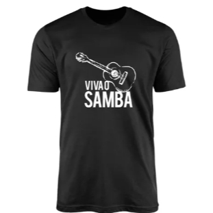 Camiseta Preto 100% Algodão Brk Viva O Samba Cavaquinho