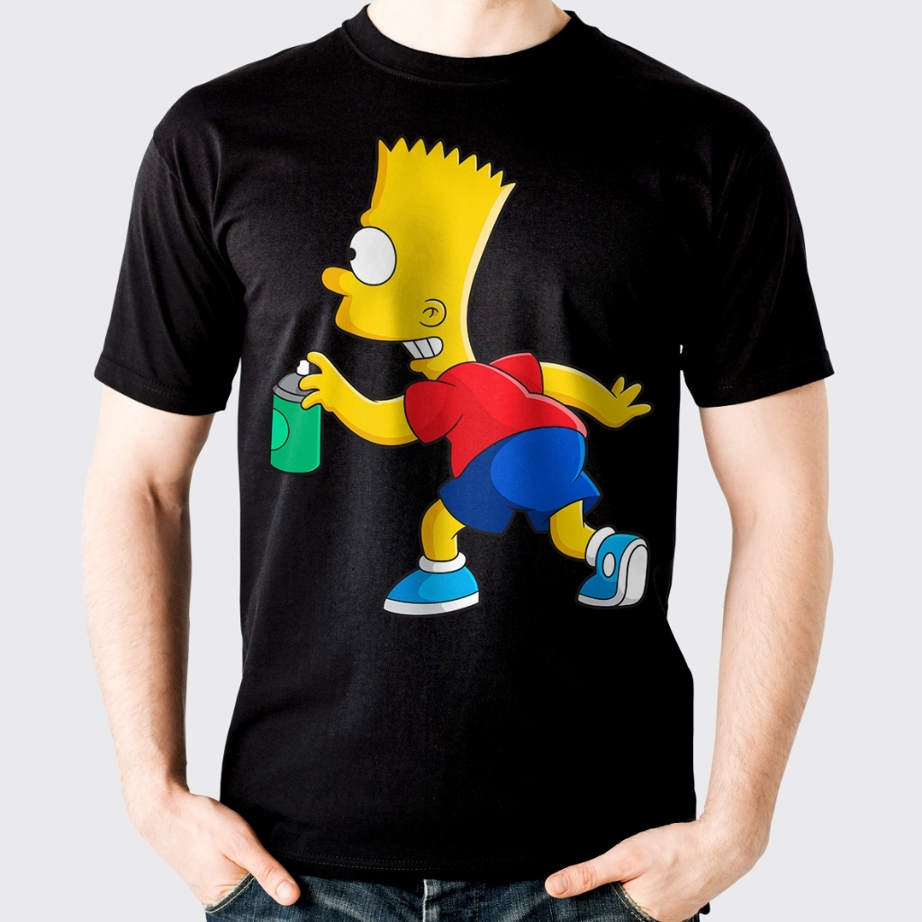 Camiseta Camisa The Simpsons Bart Blusa unissex 100% Algodão preto Envio imediato