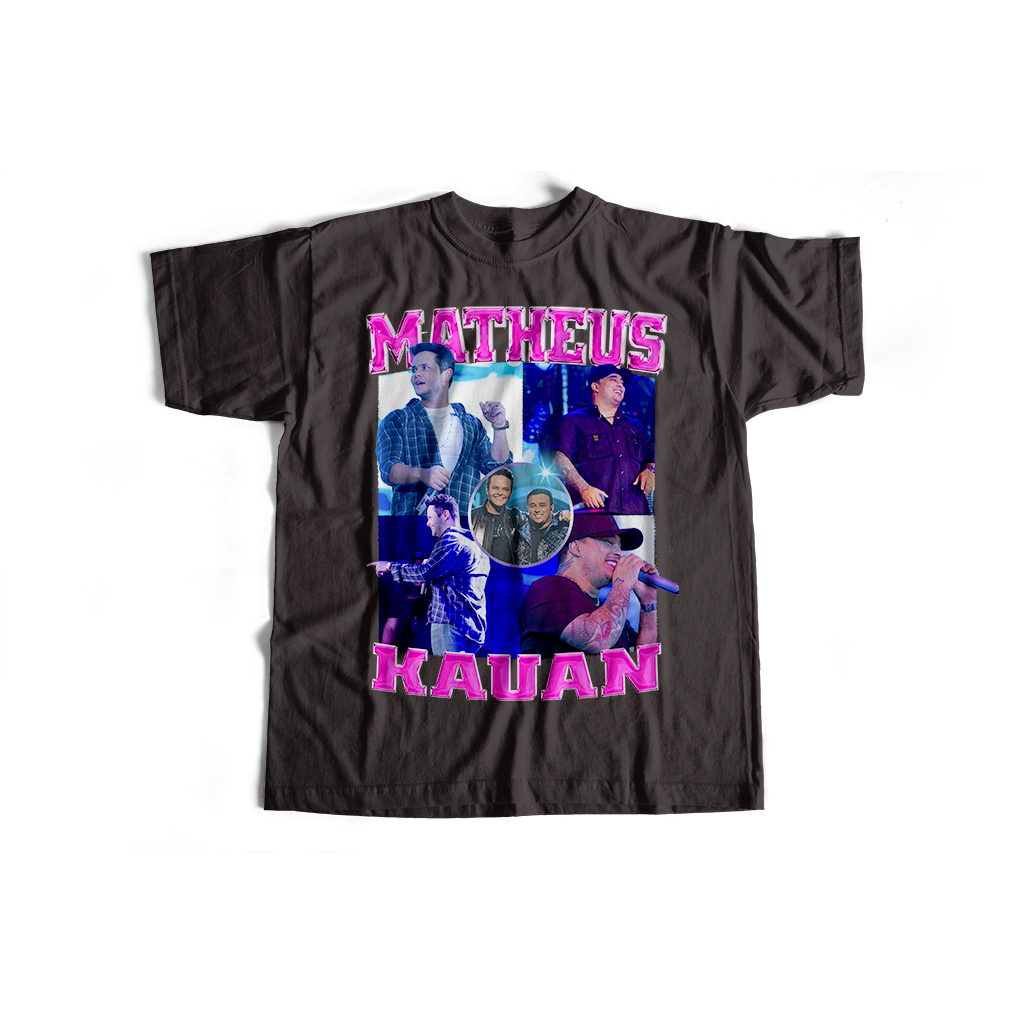 Camiseta bootleg Matheus e Kauan, 100% algodão, preto e branco, streetwear unissex