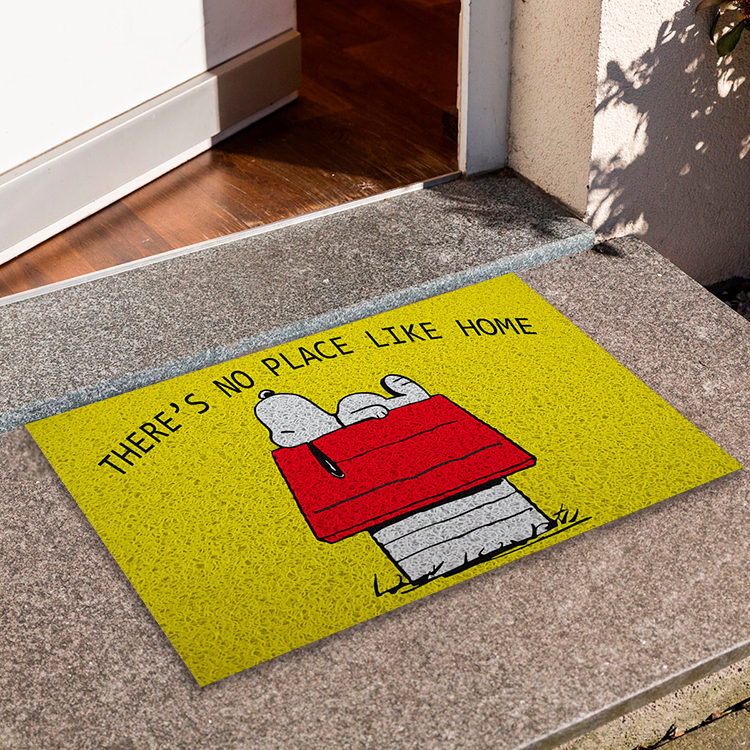 Tapete de Porta 80x40 Divertido Capacho Desenho - Snoopy There's No Place Like Home