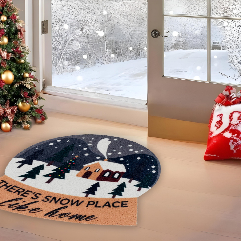 Tapete De Porta Capacho Divertido Natal There's snow place 3d Nt063