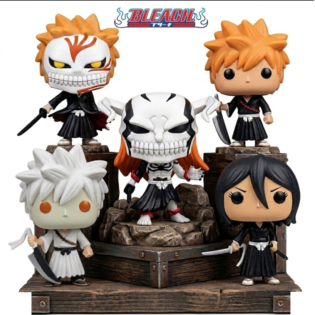 Kit Boneco de Coleção Anime Bleach - Ichigo Kurosaki, Rukia, Hollow - Miniatura com Caixa