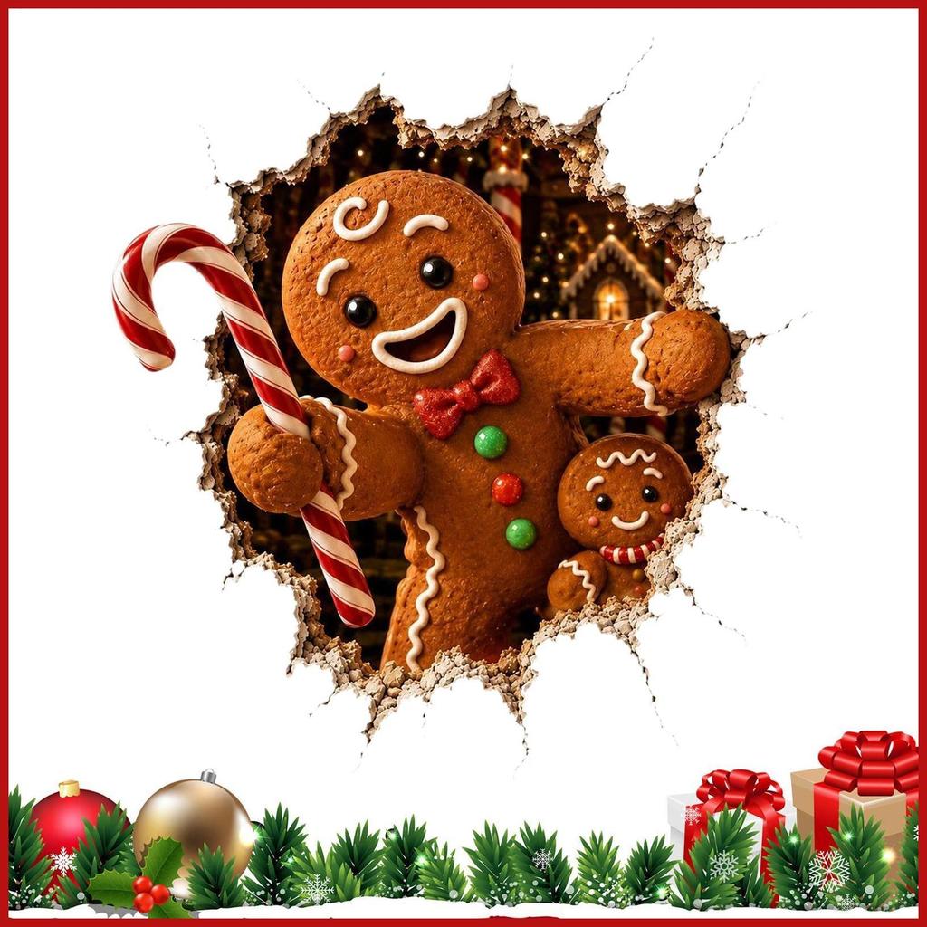 Adesivos De Parede De Natal 2D Crack Break In Design Espelho Decoração Decorações Interior Para pomermy