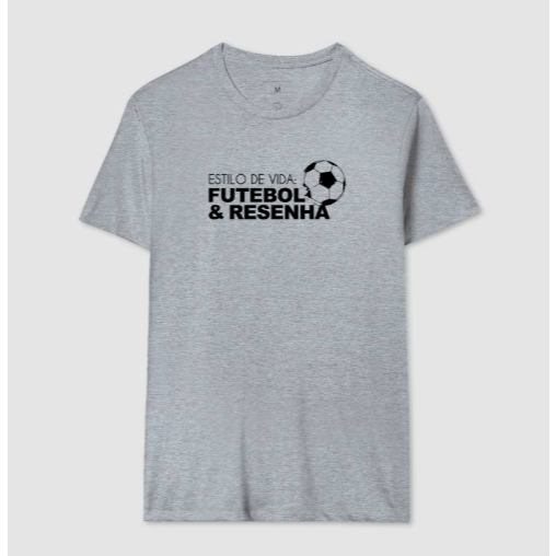 Camiseta Masculina Estampa Futebol e resenha Tecido Premium 100% Algodão