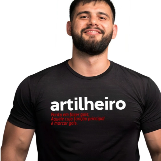Camiseta Masculina Com Estampa  Definição Artilheiro Frase Futebol Tecido Premium 100% Algodão
