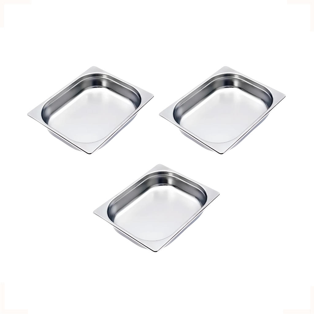 Kit 3 Cubas Gastronômica Gn 1/2 X 65 Mm Rechaud Buffet Self Service