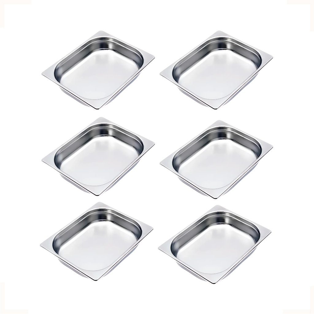 Kit 6 Cubas Gastronômica Gn 1/2 X 65 Mm Rechaud Buffet Self Service