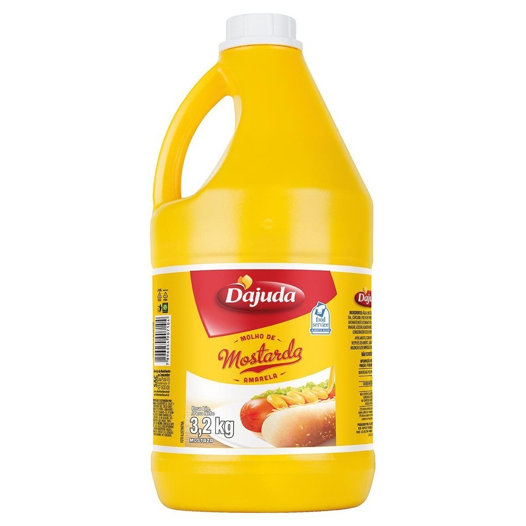 Mostarda Amarela D'Ajuda Galão 3,2kg Molho de Mostarda Food Service para Lanches Petiscos e Grelhados