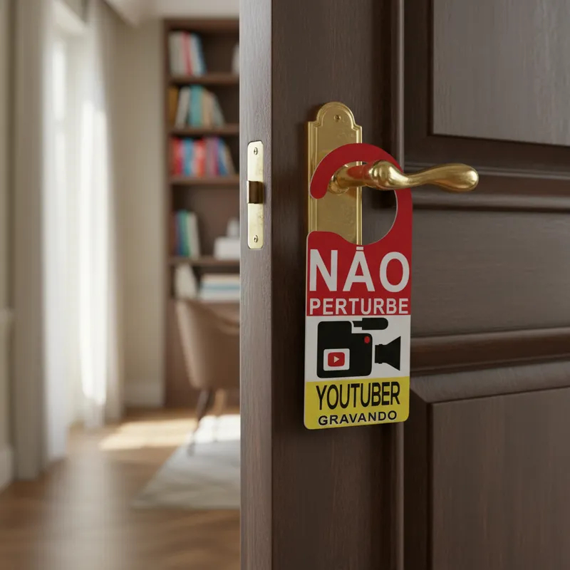 Aviso De Porta Não Pertube Youtuber Placa Youtube Gravando