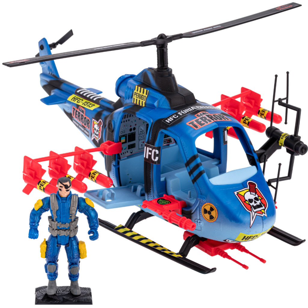 SOS Commandos Ataque Terror Helicóptero Militar C/ Boneco Brinquedo Ação Comandos 826 Gulliver
