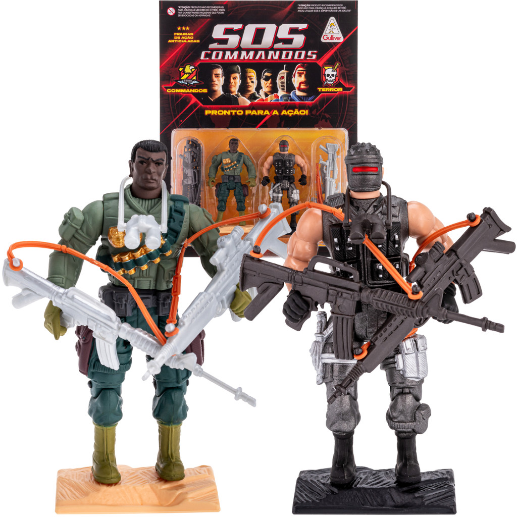 Bonecos SOS Commandos Vs Terror Tony Turner E Bad Ninja 894 Soldado Brinquedo Ação Comandos Gulliver