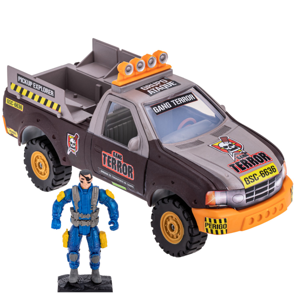 SOS Commandos Ataque Terror Carro Pick Up Militar C/ Boneco Carrinho Brinquedo Comandos 834 Gulliver