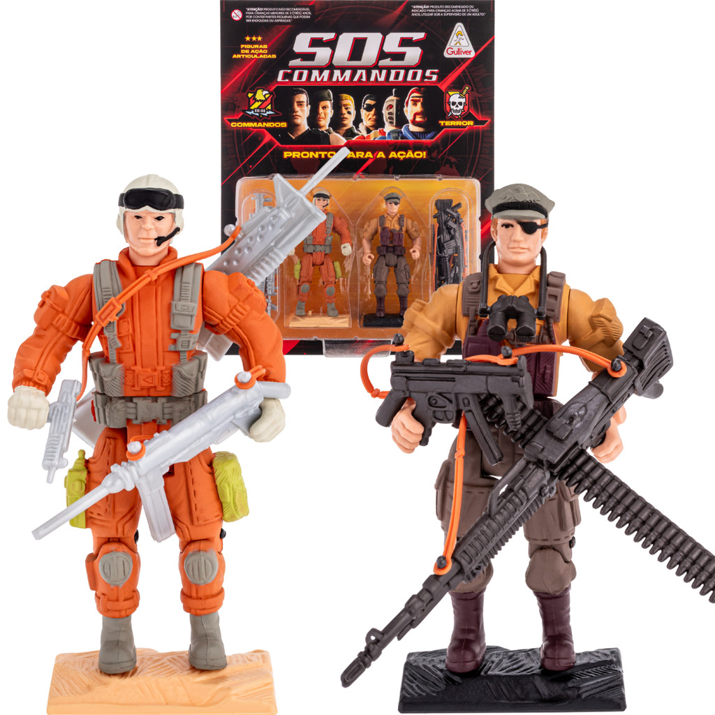 Bonecos SOS Commandos Vs Terror J.Dean E Jackall 896 Soldados Brinquedo Ação Comandos Gulliver