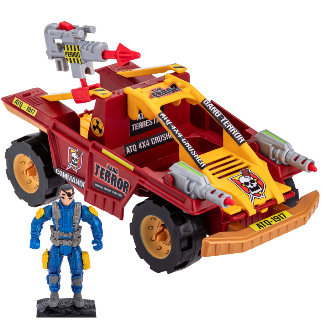 SOS Commandos Ataque Terror Carrinho Jipe Militar C/ Boneco Carro Brinquedo Comandos 814 Gulliver