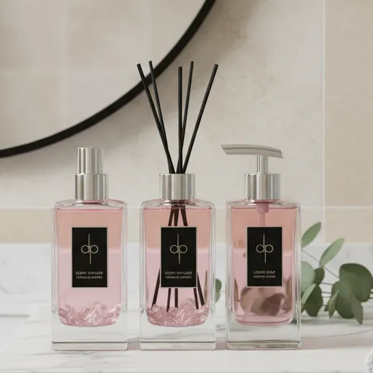 Kit Aromatizador Difusor Sabonete Spray Lavabo Rose Quartz (Floral) Amor próprio, paz, harmonia|Pedras Naturais Quartzo