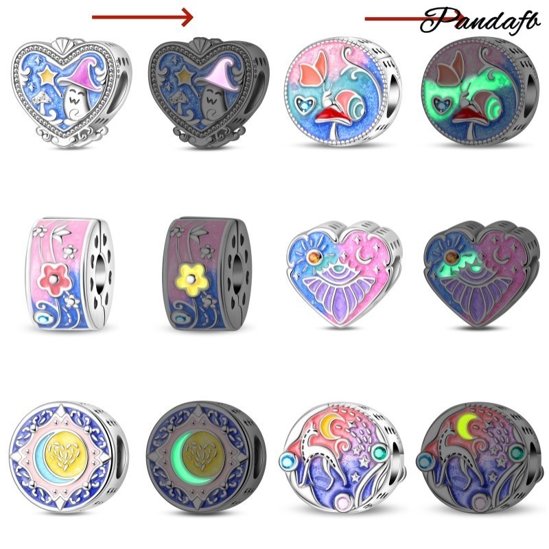Design Original S925 prata brilhante charme cogumelo mágico floresta contas pulseira compatível DIY