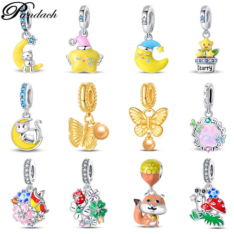 100% prata esterlina S925 luminosa Dijes pingente Design original charme pulseira original DIY jóias presente