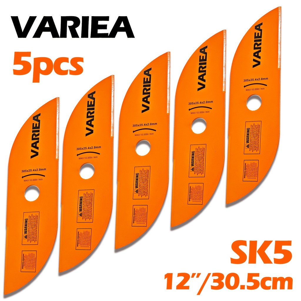 VARIEA-5 peças, [Sharer de alta eficiência] Lâmina de cortador de grama de alta dureza SK5, lâmina de aparador lunar de