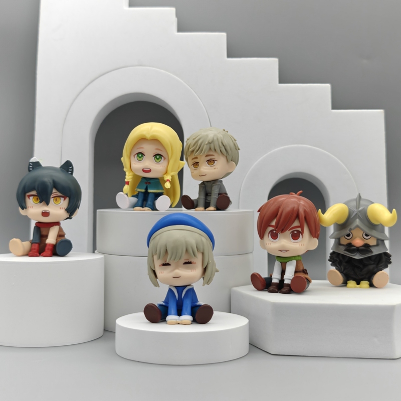 6 Pçs/Set 6cm Em Dungeon Posição Sentada Laios Touden Marcille Donat Chilchuck Tims Senshi Q Versão PVC Figura