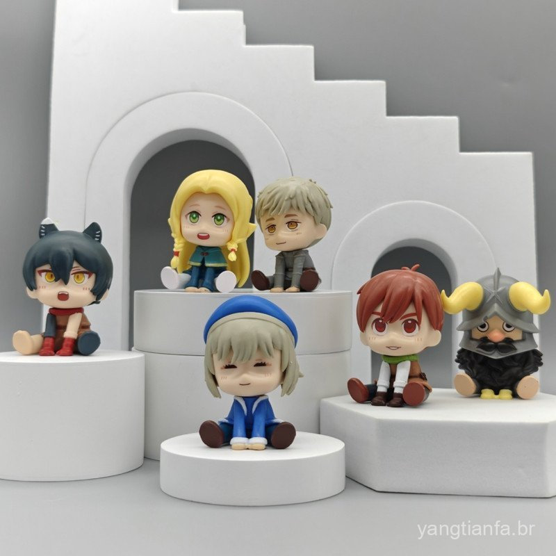 6 Pçs/Set 6cm Delicioso Em Dungeon Posição Sentada Laios Touden Marcille Donat Chilchuck Tims Senshi Q Versão PVC Figura