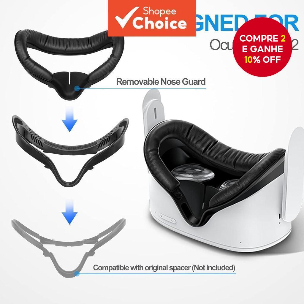 Interface facial tendência nova 1pc e pad de cobertura facial para Oculus Quest 2, almofada de espuma PU resistente ao
