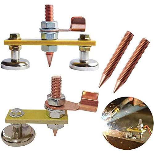 6 Pcs Magnetic Welding Head, Welding Ground Clamp, Magnetic Welding Support,Strong Magnetism Large Suction,Copper Tail W